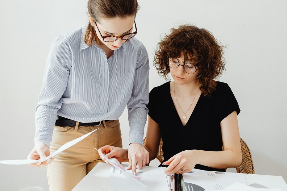 Women looking over banking information